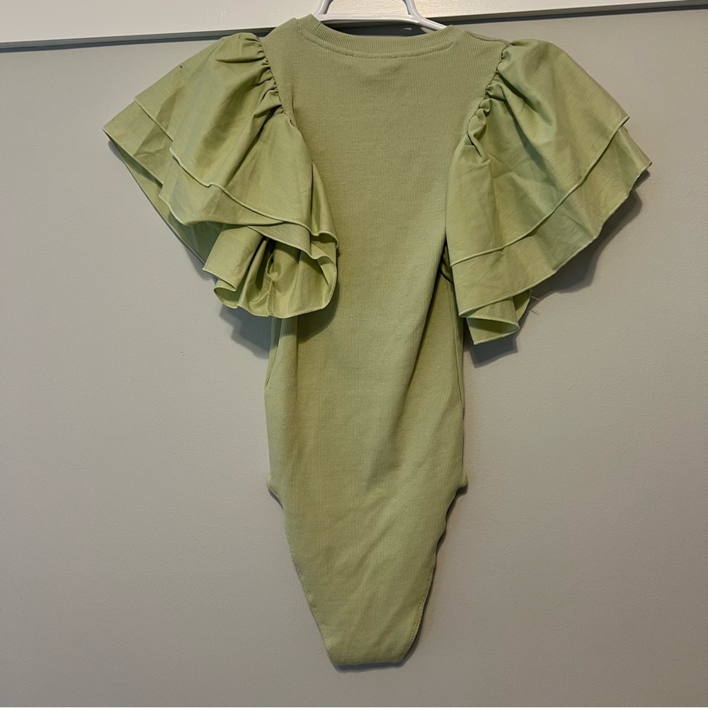 Zara Ruffled Sleeve Ribbed Body Suit - Picture 6 of 6